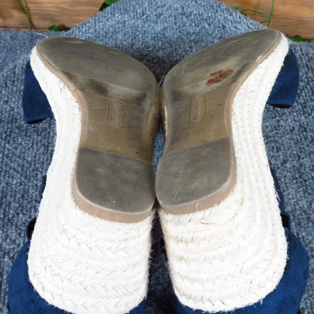 Comfortview Sabine Women Wedge Espadrille Size 11 Wide Dressy Navy Blue Fabric